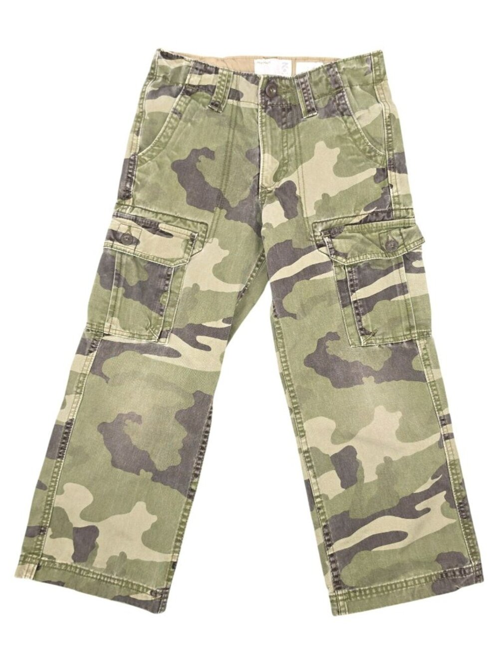 Boy's Old Navy Cargo Khaki Pants Camo Camouflage Size 7 Adjustable Waist Cotton